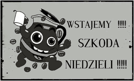 Biegnąca kawa wstawaj szkoda niedzieli